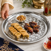 Round Stainless Steel Seving Tray with Polished Finish for Serving Food 35CM, 14''