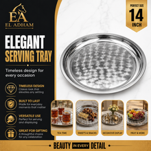 Round Stainless Steel Seving Tray with Polished Finish for Serving Food 35CM, 14''