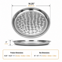 Round Stainless Steel Seving Tray with Polished Finish for Serving Food 35CM, 14''
