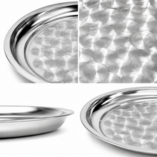Round Stainless Steel Seving Tray with Polished Finish for Serving Food 35CM, 14''