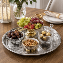 Round Stainless Steel Seving Tray with Polished Finish for Serving Food 40CM, 16''