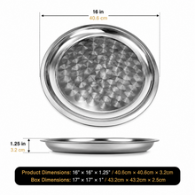 Round Stainless Steel Seving Tray with Polished Finish for Serving Food 40CM, 16''
