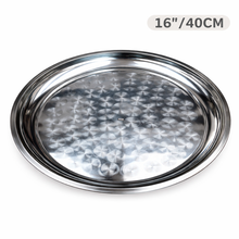 Round Stainless Steel Seving Tray with Polished Finish for Serving Food 40CM, 16''