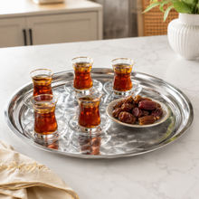 Round Stainless Steel Seving Tray with Polished Finish for Serving Food 45CM, 18''