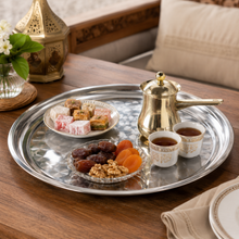 Round Stainless Steel Seving Tray with Polished Finish for Serving Food 45CM, 18''