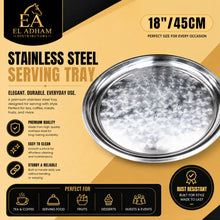 Round Stainless Steel Seving Tray with Polished Finish for Serving Food 45CM, 18''