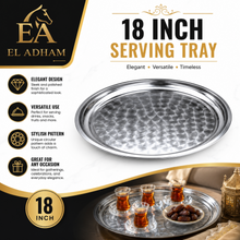 Round Stainless Steel Seving Tray with Polished Finish for Serving Food 45CM, 18''