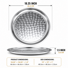 Round Stainless Steel Seving Tray with Polished Finish for Serving Food 45CM, 18''