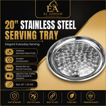 Round Stainless Steel Serving Tray with Polished Finish for Serving Food 50CM, 20''