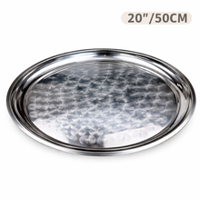 Round Stainless Steel Serving Tray with Polished Finish for Serving Food 50CM, 20''