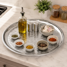 24-Inch Round Stainless Steel Serving Tray with Polished Finish