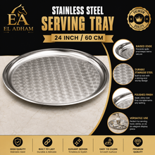 24-Inch Round Stainless Steel Serving Tray with Polished Finish