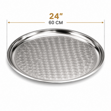 24-Inch Round Stainless Steel Serving Tray with Polished Finish
