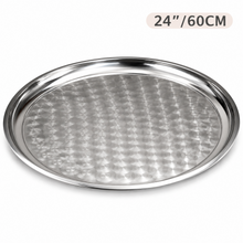 24-Inch Round Stainless Steel Serving Tray with Polished Finish