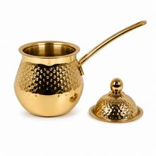 3-Piece Gold-Tone Stainless Steel Cezve Set with Lids, 200/300/600 mL
