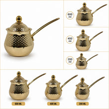 3-Piece Gold-Tone Stainless Steel Cezve Set with Lids, 200/300/600 mL