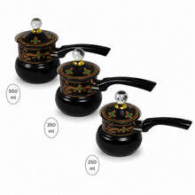 Decarative Stainless Steel Black Tea Pots with Lid 3 Piece Set 250,350,550ML
