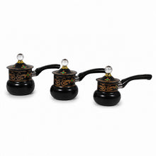 Decarative Stainless Steel Black Tea Pots with Lid 3 Piece Set 250,350,550ML