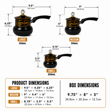 Decarative Stainless Steel Black Tea Pots with Lid 3 Piece Set 250,350,550ML