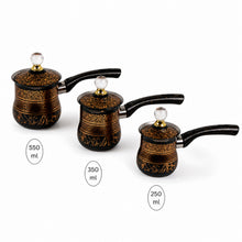 Stainless Steel Black with Gold Design Tea Pots with Lid 3 Piece Set 250,350,550ML