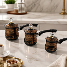 Stainless Steel Black with Gold Design Tea Pots with Lid 3 Piece Set 250,350,550ML