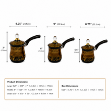Stainless Steel Black with Gold Design Tea Pots with Lid 3 Piece Set 250,350,550ML