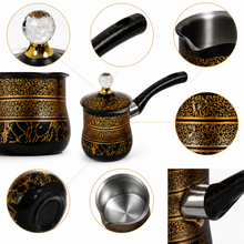 Stainless Steel Black with Gold Design Tea Pots with Lid 3 Piece Set 250,350,550ML