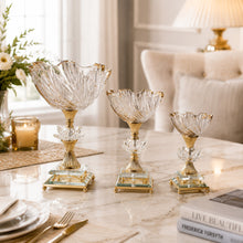 Luxury Gold-Crystal Glass Pedestal Candy Bowls - Set of 3 LG,MD, SM