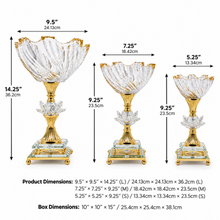 Luxury Gold-Crystal Glass Pedestal Candy Bowls - Set of 3 LG,MD, SM
