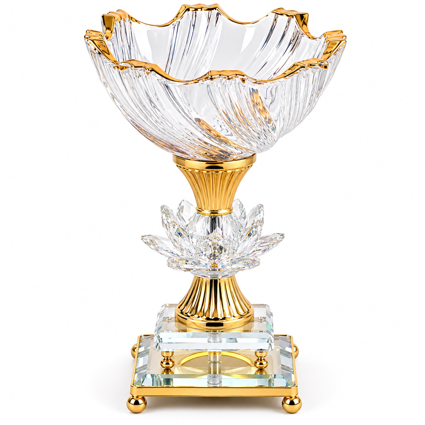 Luxury Gold-Crystal Glass Pedestal Candy Bowls - Set of 3 LG,MD, SM