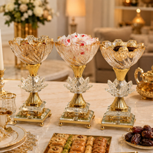 3-Piece Small Gold-Tone Pedestal Candy Bowl Set with Clear Glass Accents