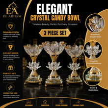 3-Piece Small Gold-Tone Pedestal Candy Bowl Set with Clear Glass Accents