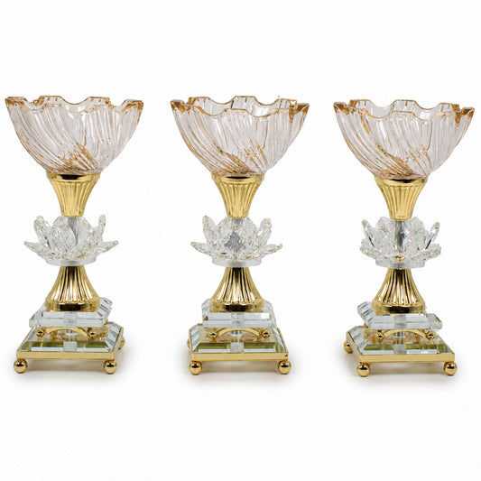 Luxury Gold-Crystal Glass Pedestal Candy Bowls - Set of 3 Small
