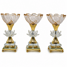 3-Piece Small Gold-Tone Pedestal Candy Bowl Set with Clear Glass Accents