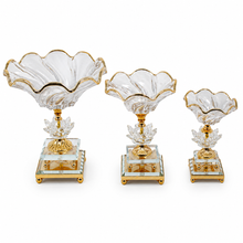Luxury Rose Gold-Crystal Glass Pedestal Candy Bowls - Set of 3 LG,MD, SM