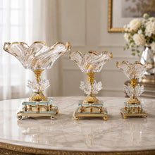 Luxury Rose Gold-Crystal Glass Pedestal Candy Bowls - Set of 3 LG,MD, SM