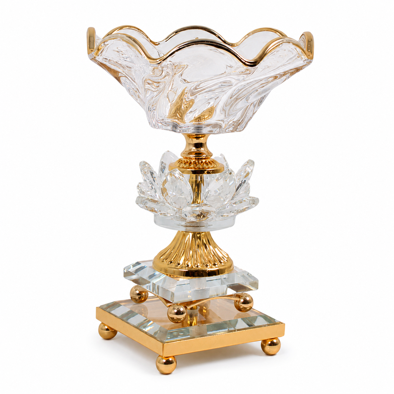 Luxury Rose Gold-Crystal Glass Pedestal Candy Bowls - Set of 3 LG,MD, SM
