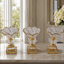 Luxury Rose Gold-Crystal Glass Pedestal Candy Bowls - Set of 3 Small