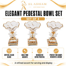 Luxury Rose Gold-Crystal Glass Pedestal Candy Bowls - Set of 3 Small
