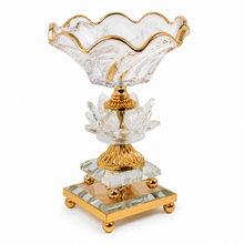 Rose Gold Crystal-Style Glass Pedestal Candy Bowl with Mirrored Base