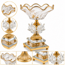 Rose Gold Crystal-Style Glass Pedestal Candy Bowl with Mirrored Base