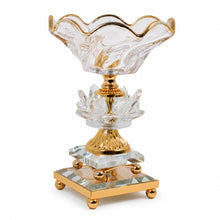 Rose Gold Crystal-Style Glass Pedestal Candy Bowl with Mirrored Base