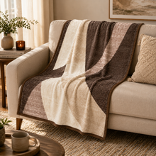 Lightweight Abstract Pattern Throw Blanket, Brown and Cream