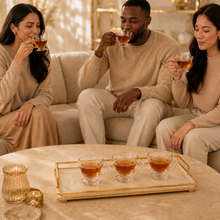 Elegant Clear Glass Tea Cup Set with Beaded Handles - Set of 6