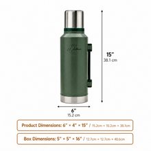 El Adham 1.9 L Stainless Steel Vacuum Flask with Handle and Cup, Green