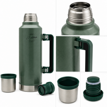 El Adham 1.9 L Stainless Steel Vacuum Flask with Handle and Cup, Green