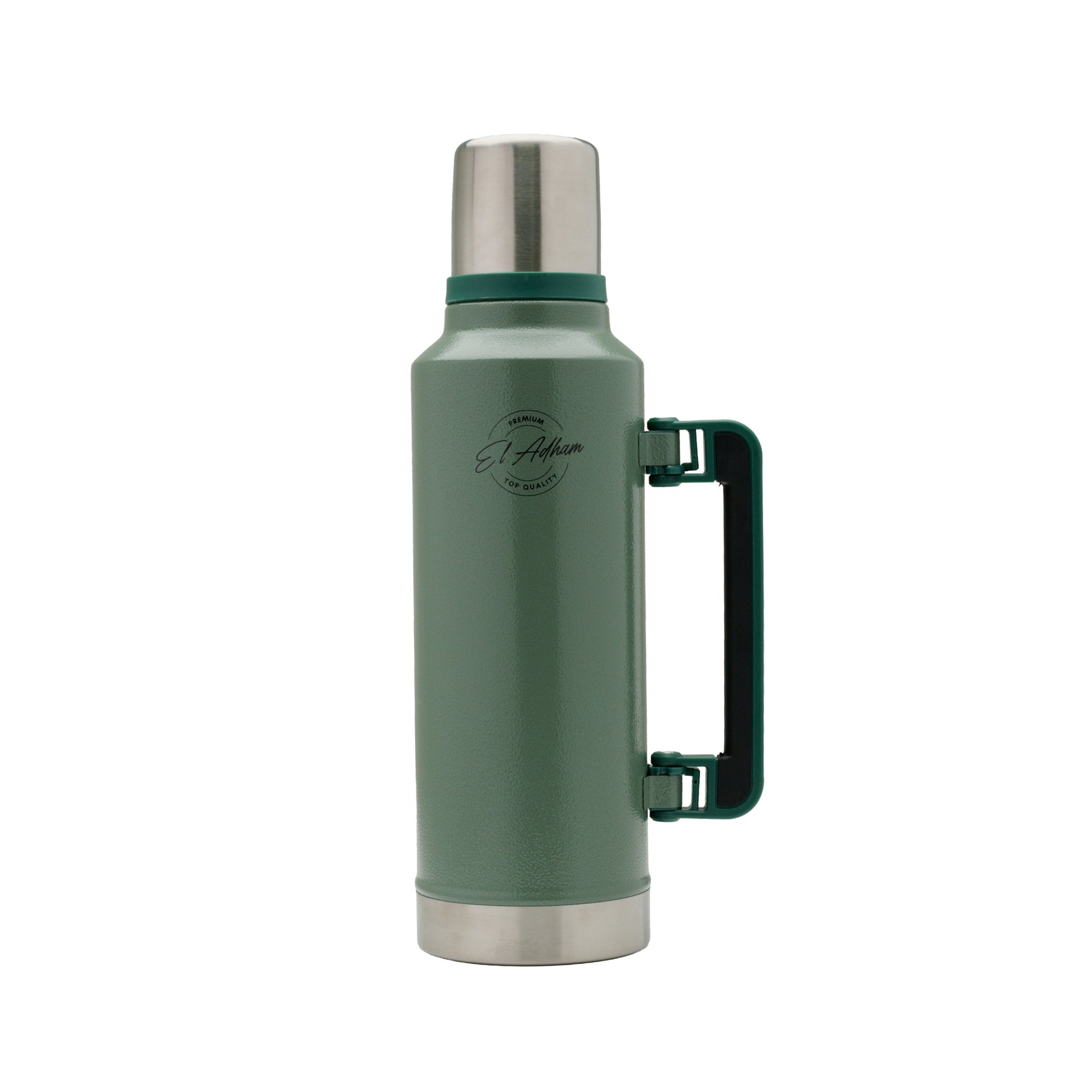 El Adham 1.9 L Stainless Steel Vacuum Flask with Handle and Cup, Green