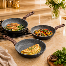 Granite Nonstick Frying Pan Set - 3 Piece Stone-Coated Skillets Collection
