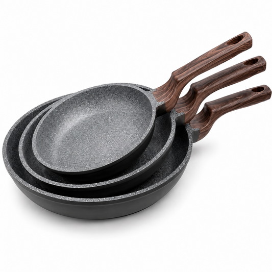 Granite Nonstick Frying Pan Set - 3 Piece Stone-Coated Skillets Collection
