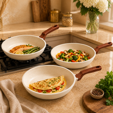 Granite Nonstick Frying Pan Set - 3 Piece Stone-Coated Skillets Collection